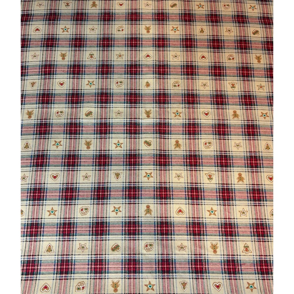 Vintage Christmas Gingerbread Plaid Cotton Fabric 104"L x 44"W